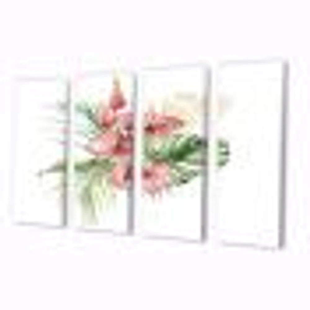 Tropical Bouquet with Anthurium Lupine & Leaves I Canvas Wall Art Print Panels