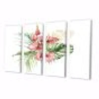 Tropical Bouquet with Anthurium Lupine & Leaves I Canvas Wall Art Print Panels