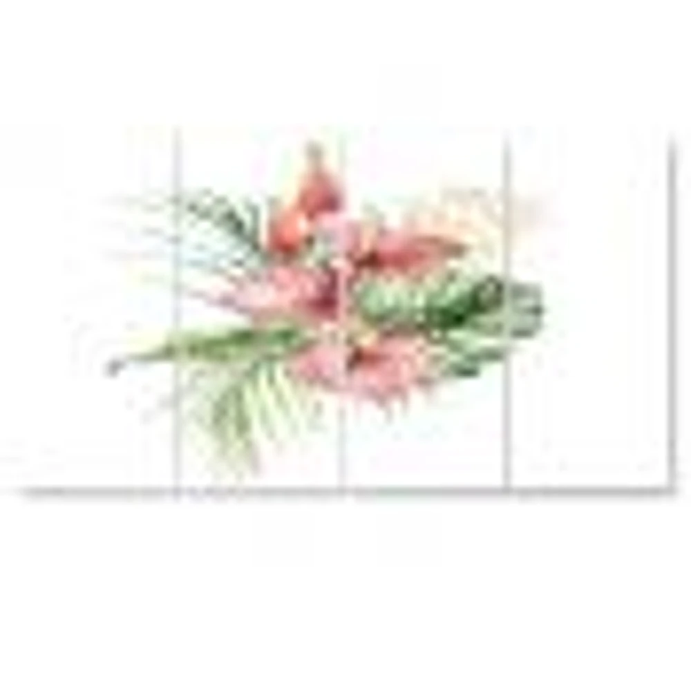 Tropical Bouquet with Anthurium Lupine & Leaves I Canvas Wall Art Print Panels