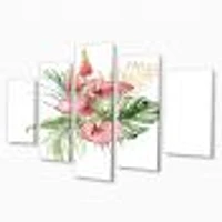 Tropical Bouquet with Anthurium Lupine & Leaves I Canvas Wall Art Print Panels