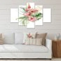 Toile imprimée « Tropical Bouquet with Anthurium Lupine & Leaves I »