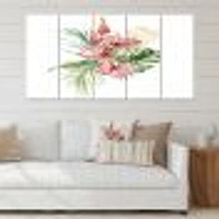 Tropical Bouquet with Anthurium Lupine & Leaves I Canvas Wall Art Print Panels