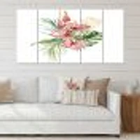 Tropical Bouquet with Anthurium Lupine & Leaves I Canvas Wall Art Print Panels