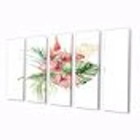 Tropical Bouquet with Anthurium Lupine & Leaves I Canvas Wall Art Print Panels