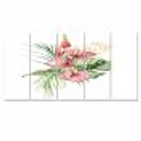 Tropical Bouquet with Anthurium Lupine & Leaves I Canvas Wall Art Print Panels