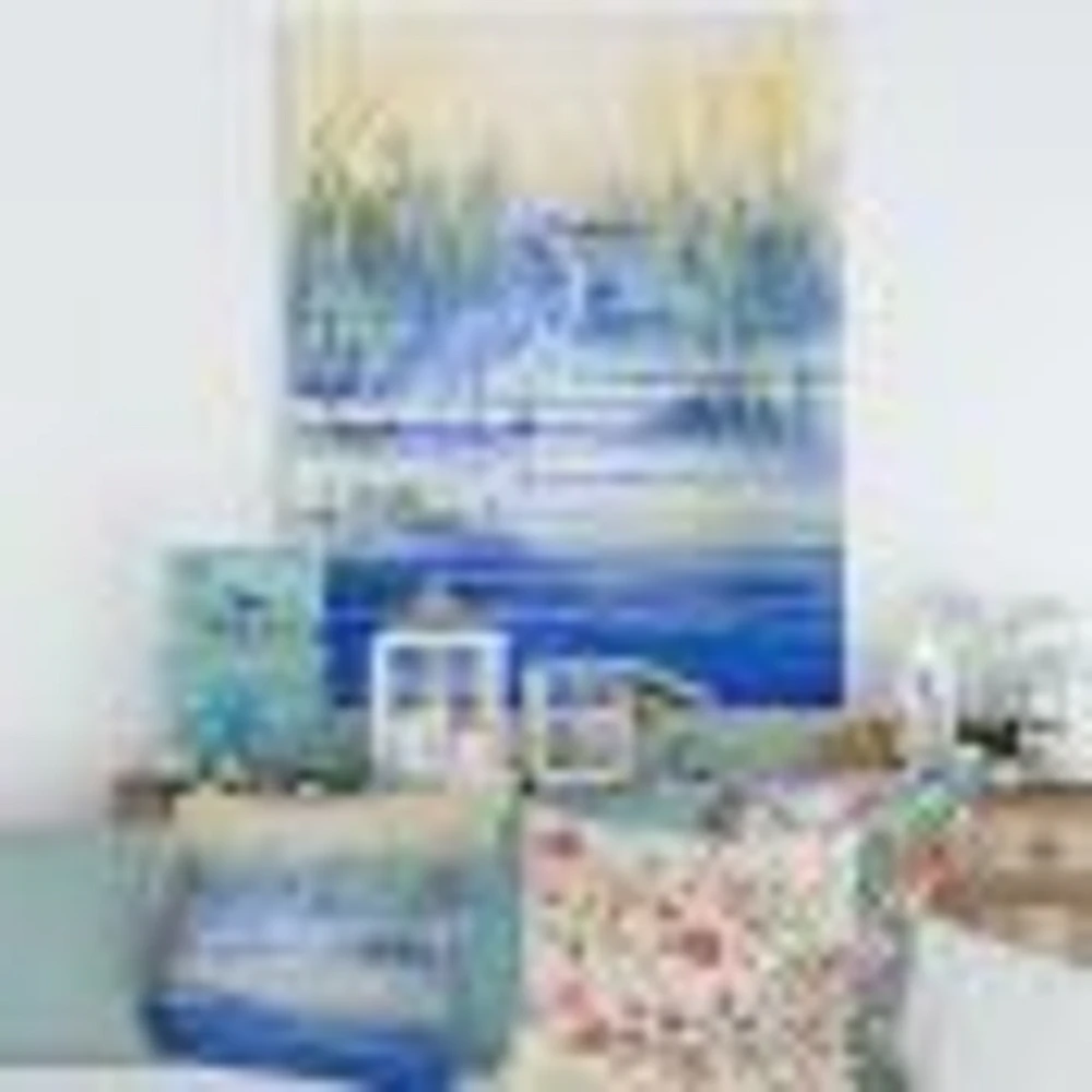 Blue Heron on The Lake Shore At Sunset  Canvas Wall Art Print