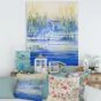 Blue Heron on The Lake Shore At Sunset  Canvas Wall Art Print