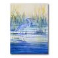 Blue Heron on The Lake Shore At Sunset  Canvas Wall Art Print