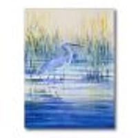 Blue Heron on The Lake Shore At Sunset  Canvas Wall Art Print