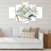 Gouache of Abstract Landscape with Mountain Bird Canvas Wall Art Print Panels