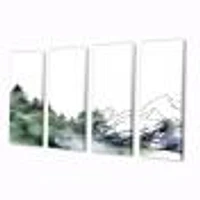 Winter Dark Blue Mountain Landscape with Trees III Canvas Wall Art Print