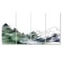 Toile imprimée « Winter Dark Blue Mountain Landscape with Trees III »