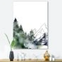 Winter Dark Blue Mountain Landscape with Trees III Canvas Wall Art Print