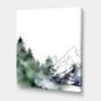Winter Dark Blue Mountain Landscape with Trees III Canvas Wall Art Print