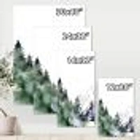 Winter Dark Blue Mountain Landscape with Trees III Canvas Wall Art Print