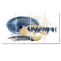 Panneaux de toile imprimée « Dark Blue & Gold Abstract Circle Ocean Texture »