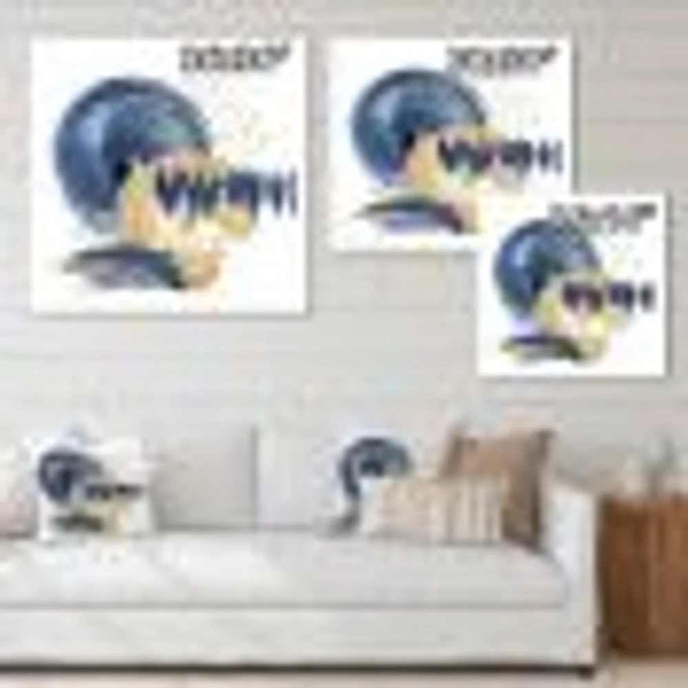 Dark Blue & Gold Abstract Circle Ocean Texture  Wall Art