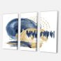 Dark Blue & Gold Abstract Circle Ocean Texture Canvas Wall Art Print Panels