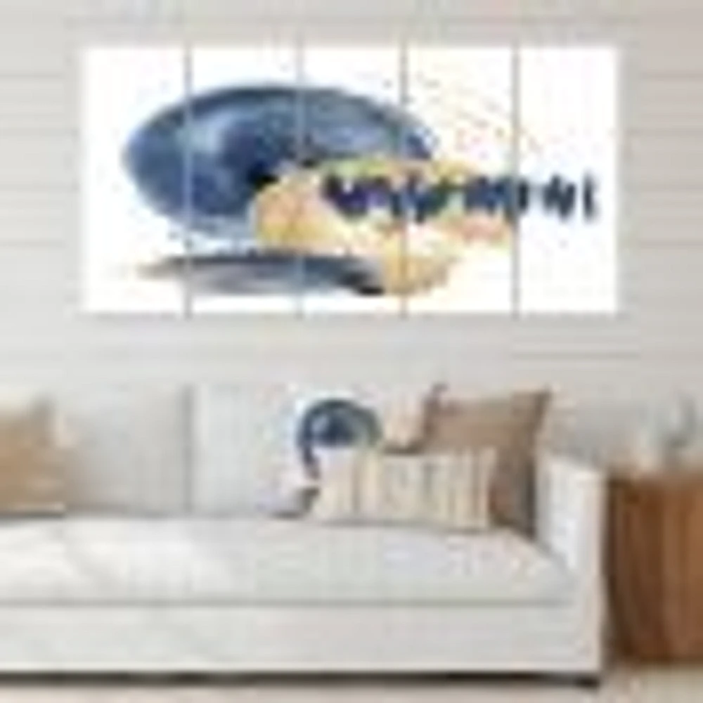 Dark Blue & Gold Abstract Circle Ocean Texture Canvas Wall Art Print Panels