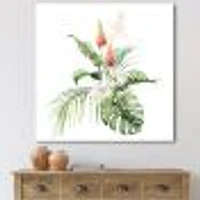 Tropical Bouquet with Lupine Plumeria Palm Leaves  Wall Art