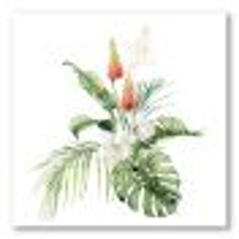 Tropical Bouquet with Lupine Plumeria Palm Leaves  Wall Art