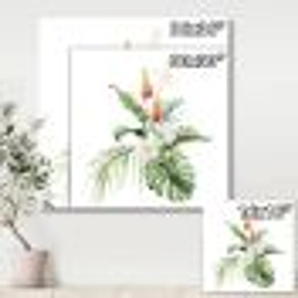 Tropical Bouquet with Lupine Plumeria Palm Leaves  Wall Art