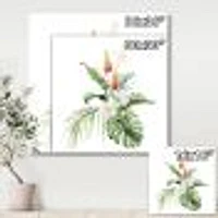 Tropical Bouquet with Lupine Plumeria Palm Leaves  Wall Art