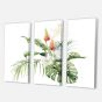 Toile imprimée « Tropical Bouquet with Lupine Plumeria Palm Leaves »