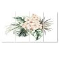 Toile imprimée « Bouquet with Orchids Monstera and Coconut Leaves »