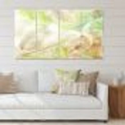 Pastel Abstract with Green Brown and Beige Spots Canvas Wall Art Print