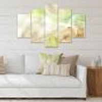 Pastel Abstract with Green Brown and Beige Spots Canvas Wall Art Print