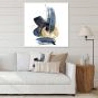 Landscape of Dark Blue Mountains & Gold Strokes II  Wall Art