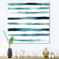 Aquatic Dark Blue Verticals Canvas Wall Art Print