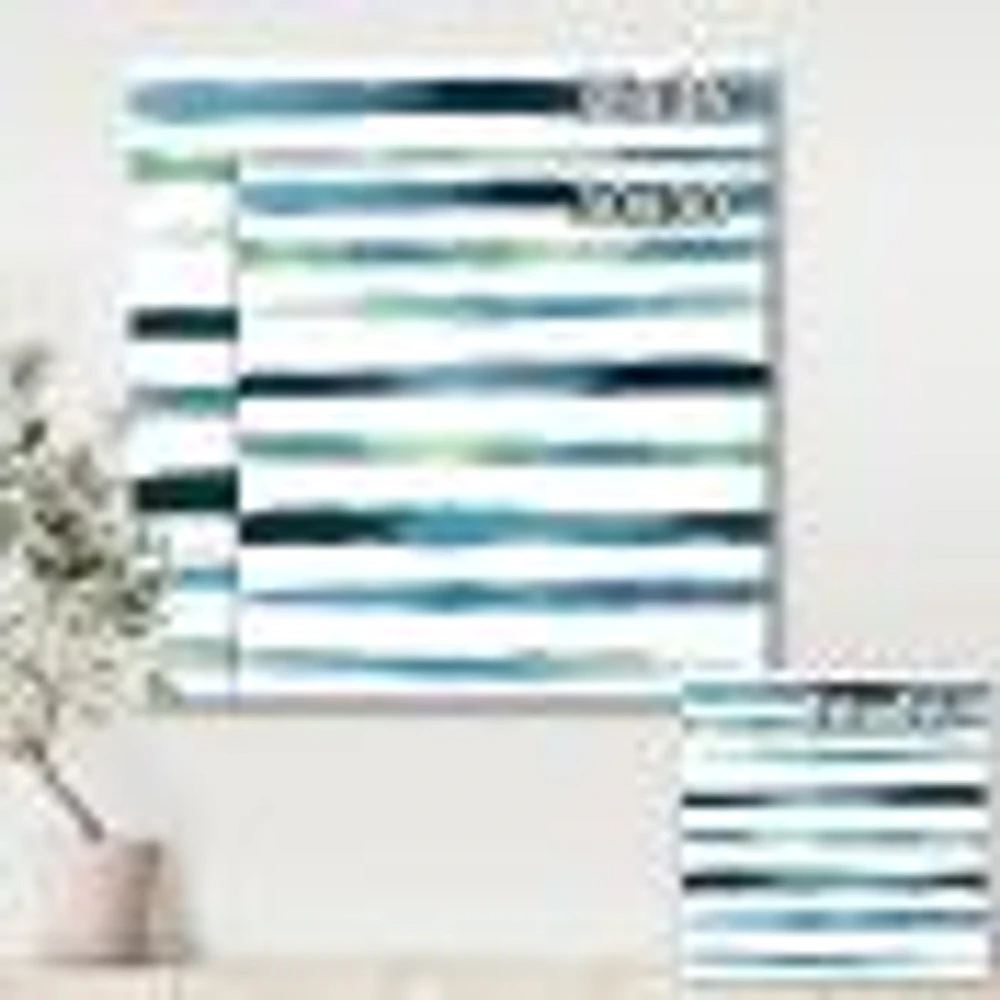 Aquatic Dark Blue Verticals Canvas Wall Art Print