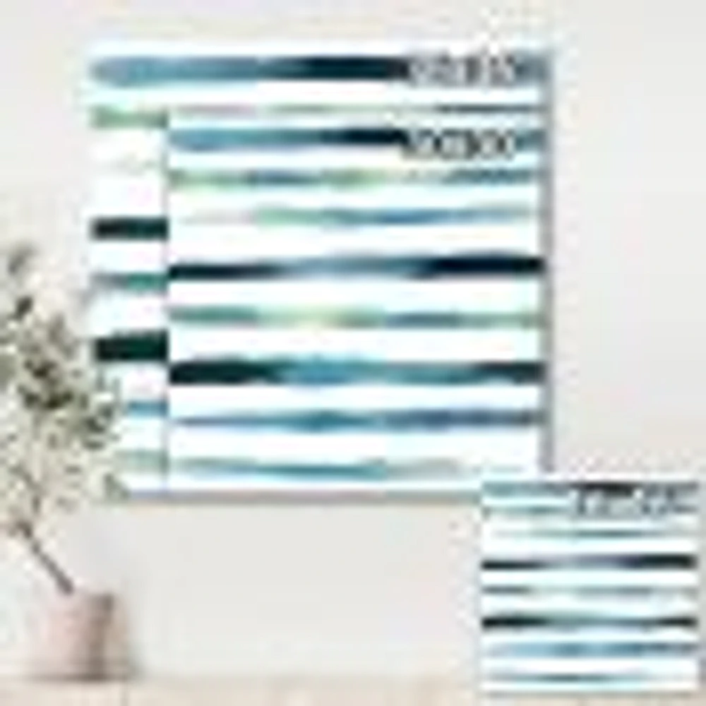Aquatic Dark Blue Verticals Canvas Wall Art Print