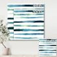 Aquatic Dark Blue Verticals Canvas Wall Art Print