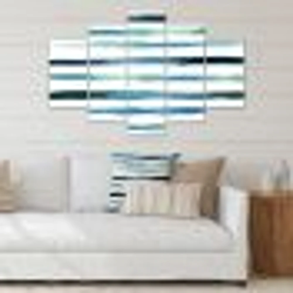 Aquatic Dark Blue Verticals Canvas Wall Art Print