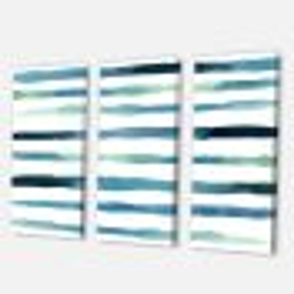 Aquatic Dark Blue Verticals Canvas Wall Art Print