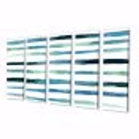 Aquatic Dark Blue Verticals Canvas Wall Art Print