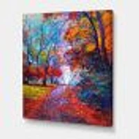 Little Road Through Red Autumn Landscape Wall Art