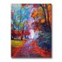 Little Road Through Red Autumn Landscape Wall Art