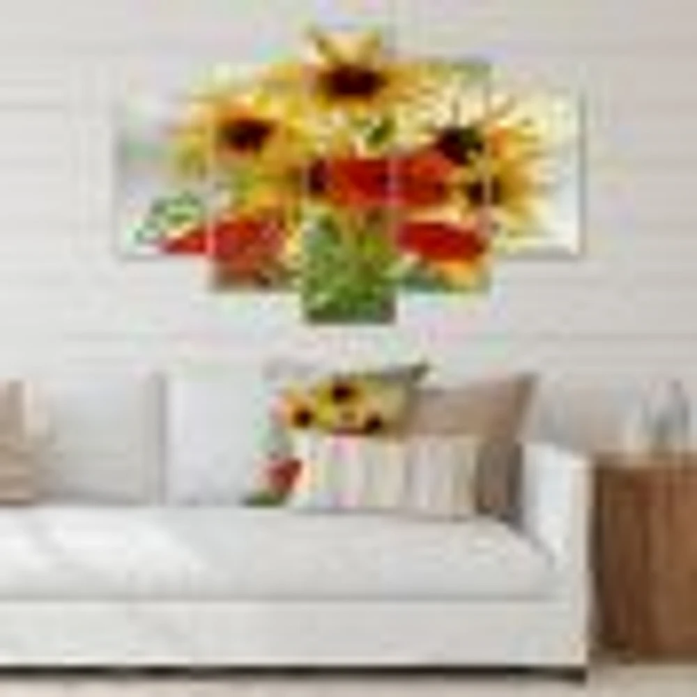 SunFlowers and Poppies The Wild Canvas Wall Art Print - Panels