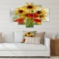 SunFlowers and Poppies The Wild Canvas Wall Art Print - Panels