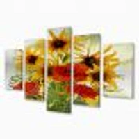 SunFlowers and Poppies The Wild Canvas Wall Art Print - Panels