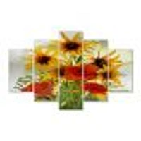 SunFlowers and Poppies The Wild Canvas Wall Art Print - Panels