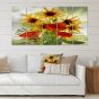 SunFlowers and Poppies The Wild Canvas Wall Art Print - Panels