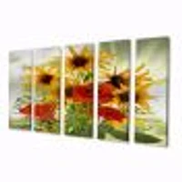 SunFlowers and Poppies The Wild Canvas Wall Art Print - Panels