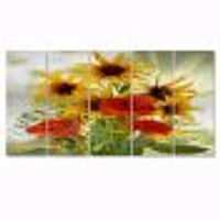 SunFlowers and Poppies The Wild Canvas Wall Art Print - Panels