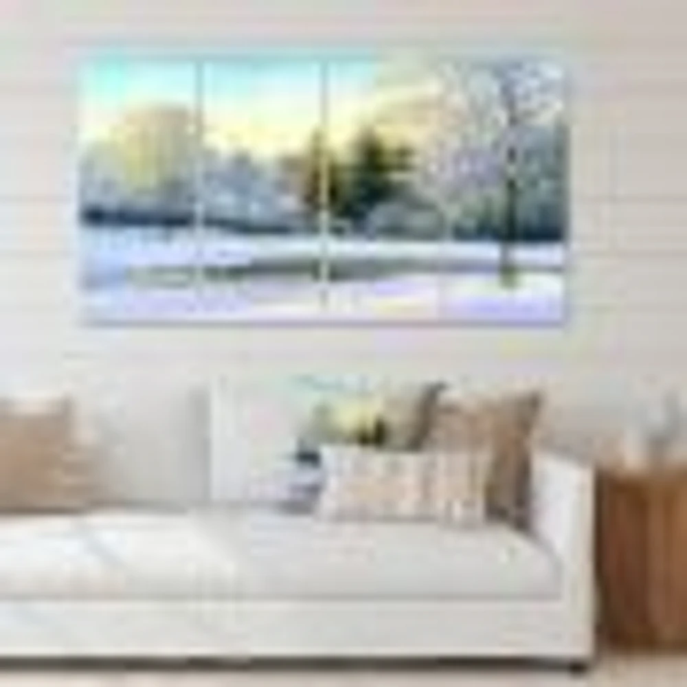 Green Trees Beautiful Winter Landscape Canvas Wall Art Print