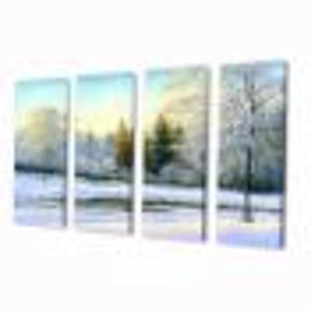 Green Trees Beautiful Winter Landscape Canvas Wall Art Print